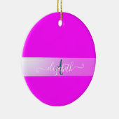 Roze Fluorescerende Monogram  Keramisch Ornament (Rechts)