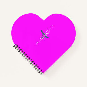 Roze fluorescerende neonmonogram notitieboek