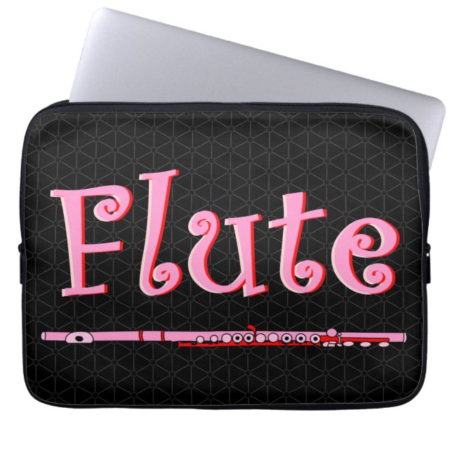 Roze flute laptop sleeve (Voorkant)