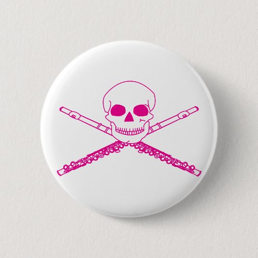 Roze Flute Skull Ronde Button 5,7 Cm (Voorkant)