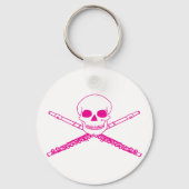Roze Flute Skull Sleutelhanger (Voorkant)