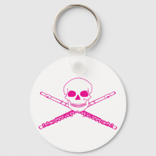 Roze Flute Skull Sleutelhanger