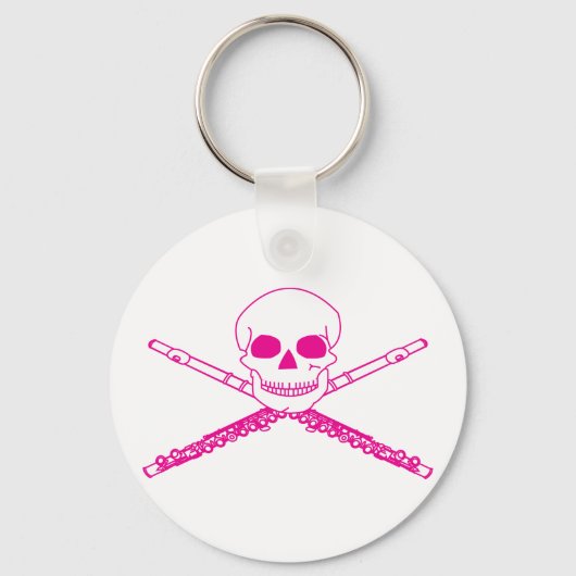 Roze Flute Skull Sleutelhanger (Voorkant)