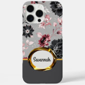 Roze Fluwelen Bloemige Pantser Case-Mate iPhone Case (Achterkant)