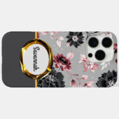 Roze Fluwelen Bloemige Pantser Case-Mate iPhone Case (Achterkant (horizontaal))