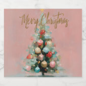 Roze Fluwelen Kerstboom Dranklabels Sparkling Wijnetiket (Enkel label)