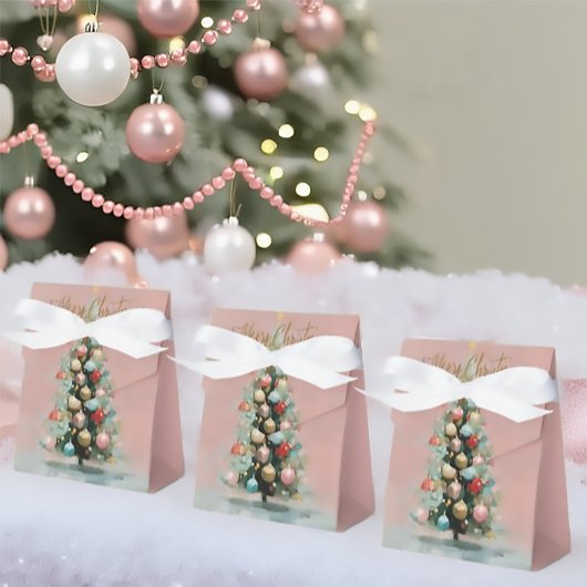 Roze fluwelen kerstboom favorietdozen bedankdoosjes