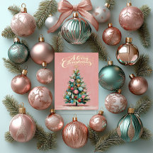 Roze fluwelen kerstboom folie kerstkaart
