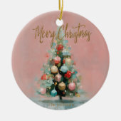 Roze fluwelen kerstboomornament  keramisch ornament (Voorkant)