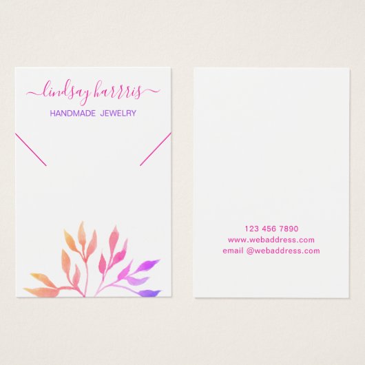 Roze foliage Ketting juwelen-kaart Visitekaartje (Voorkant /achterkant)