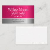 Roze Folie en geborsteld stalen monogram Visitekaa Visitekaartje (Voorkant / Achterkant)