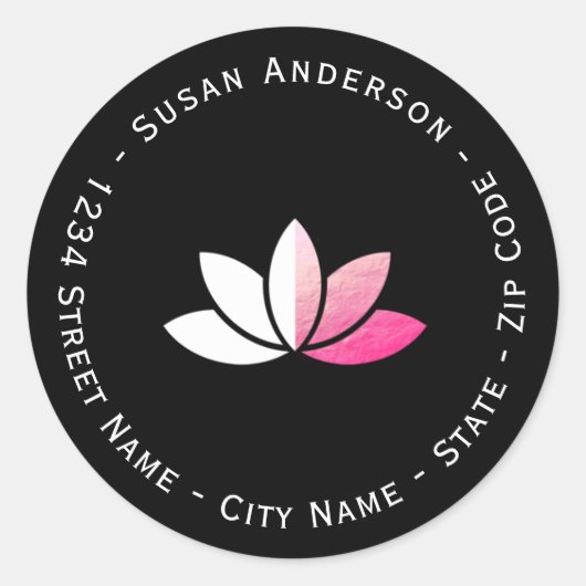 Roze Folie en wit Lotus Return Address Label (Voorkant)