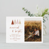 Roze folie getrouwd en helder vakantiefotokaarten folie feestdagenkaart (Staand Voorkant)