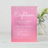 Roze Folie Girly Glitter Sparkle 18e Verjaardag Kaart (Staand voorkant)