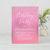 Roze Folie Girly Glitter Sparkle Any Age Verjaarda Kaart (Staand voorkant)