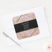 Roze Folie Gold Bad Branding Verpakking Vierkante Sticker (Envelop)