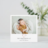 Roze Folie Hartfoto Baptisme Christening Bedankkaart (Staand voorkant)