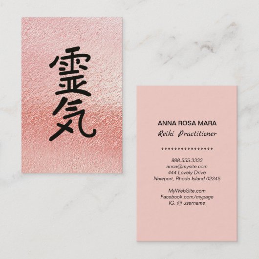 *~* Roze Folie. Reiki Practitioner Master Symbool Visitekaartje (Voorkant / Achterkant)