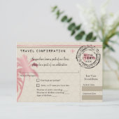 Roze Folie RSVP-instapkaart naar Dominicaanse Repu RSVP Kaartje (Staand voorkant)