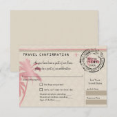 Roze Folie RSVP-instapkaart naar Dominicaanse Repu RSVP Kaartje (Voorkant / Achterkant)