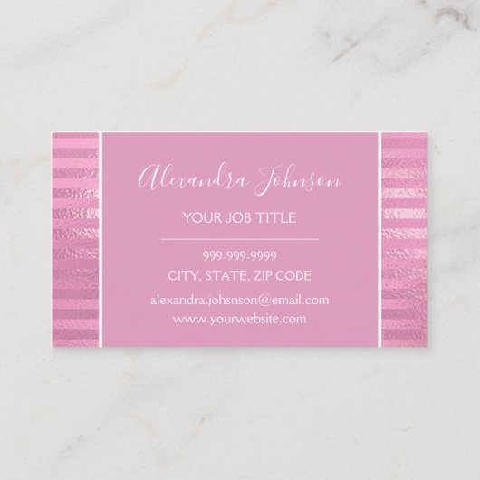 Roze Folie Strepen Haarsalon Loyaliteit Klantenkaartje (Achterkant)