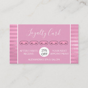 Roze Folie Stripes Massage en Spa Loyaliteit Klantenkaartje