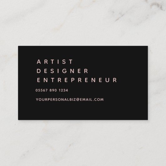 Roze folie textuur + zwart visitekaartje (Achterkant)