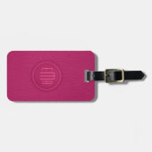 Roze folio van kunstleder bagagelabel (Voorkant horizontaal)