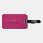 Roze folio van kunstleder bagagelabel (Achterkant horizontaal)