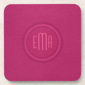 Roze folio van kunstleder drankjes onderzetter (Voorkant)