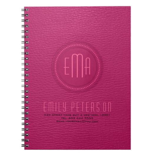 Roze folio van kunstleder notitieboek (Voorkant)