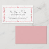 Roze Folk Art Bunny Baby shower Book Rerequest Informatiekaartje (Voorkant / Achterkant)