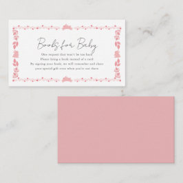 Roze Folk Art Bunny Baby shower Book Rerequest Informatiekaartje