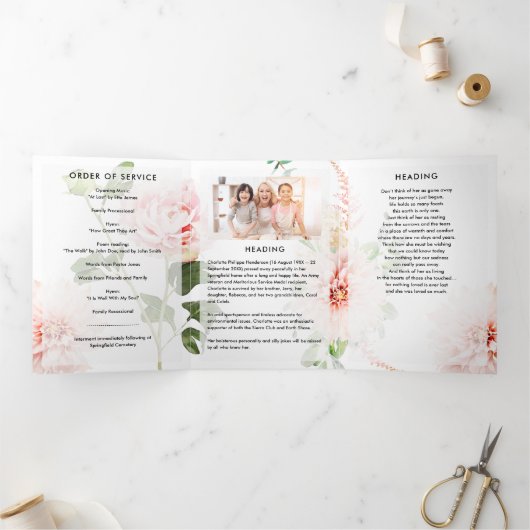  roze fonieprogramma met drie pagina's drieluik programma (Binnen)