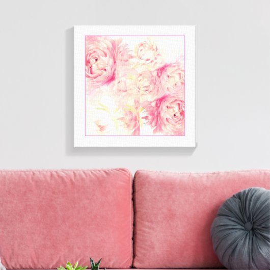 Roze fonies Abstract kunstschilderwerk Canvas Afdruk (Insitu (Woonkamer))