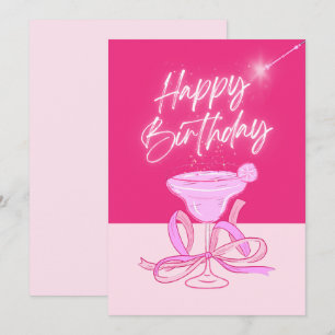 Roze fonkelboog glas Happy Birthday Feestdagenkaart