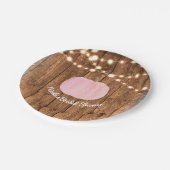 Roze Fonkelende Pompoen Herfst Roestig Hout Lichtj Papieren Bordje (Gekanteld)