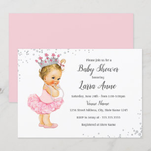 Roze Fonkelende Prinses Baby Shower Uitnodiging