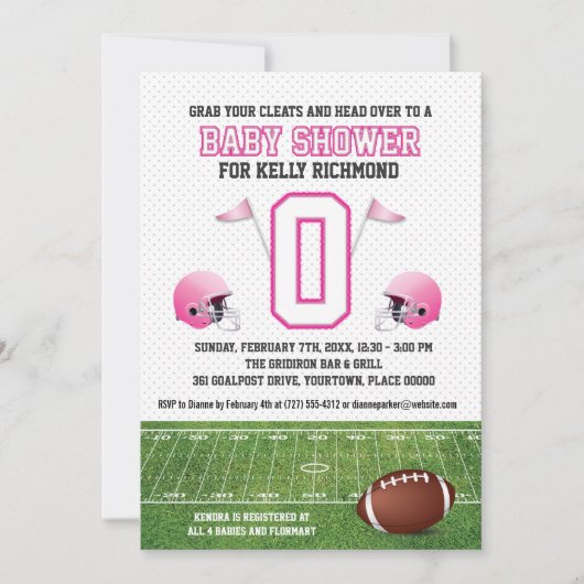 Roze Football Baby shower Kaart (Voorkant)