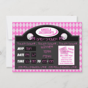 Roze Football Scorebord Baby Girl Shower Kaart