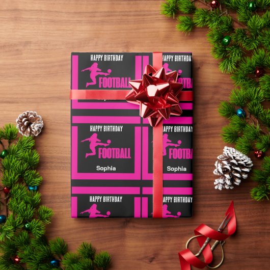Roze Football Speler Meisje, Verjaardag Meisje Tea Cadeaupapier (Feestdagen Geschenken)