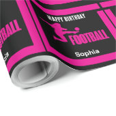 Roze Football Speler Meisje, Verjaardag Meisje Tea Cadeaupapier (Rol Hoek)