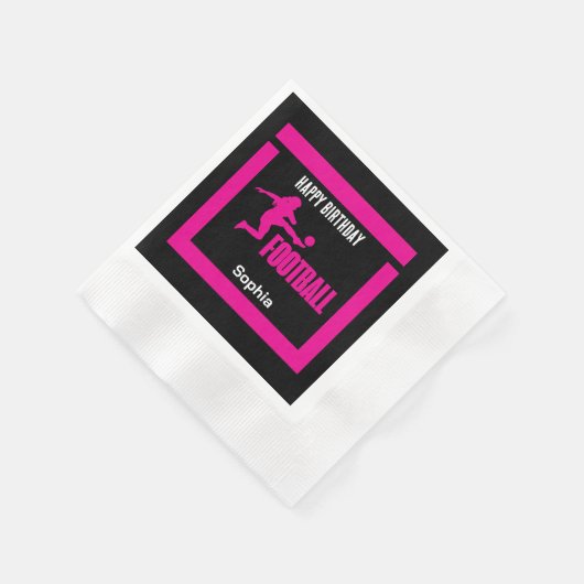 Roze Football Speler Meisje, Verjaardag Meisje Tea Servet (Hoek)