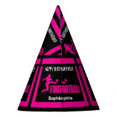 Roze Football Speler Meisje Verjaardag Meisje Team Feesthoedjes (Achterkant)