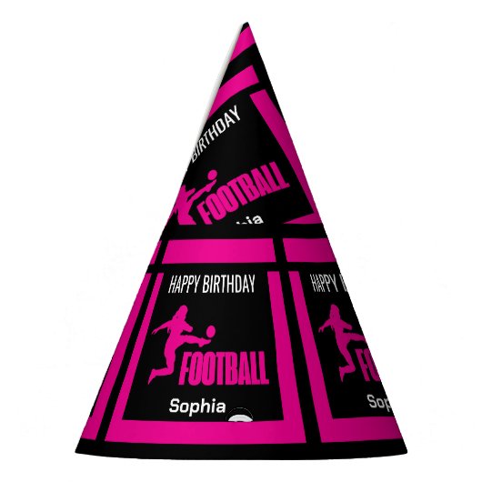 Roze Football Speler Meisje Verjaardag Meisje Team Feesthoedjes (Links)