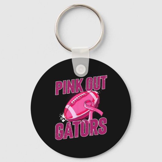 Roze Football Tackle Breast Cancer Sleutelhanger (Voorkant)