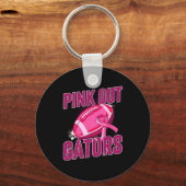 Roze Football Tackle Breast Cancer Sleutelhanger (Voorkant)