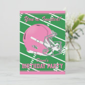 Roze Football Uitnodiging van de Veronderene Parti (Staand voorkant)