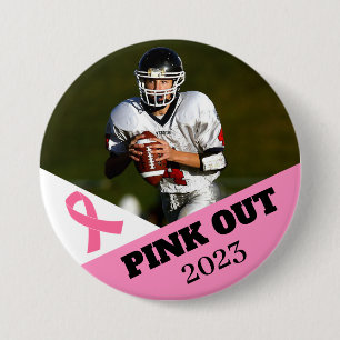 Roze football voor borstkankerbewustzijnspeld ronde button 7,6 cm