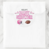 Roze Footballs Baby shower Ronde Sticker (Tas)
